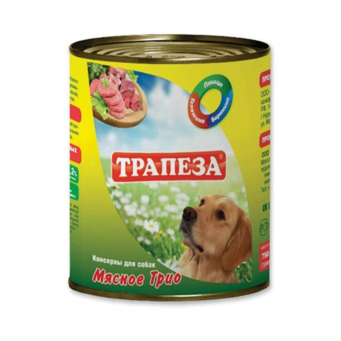 Трапеза Мясное трио для всех пород 750 г 1 шт V00912