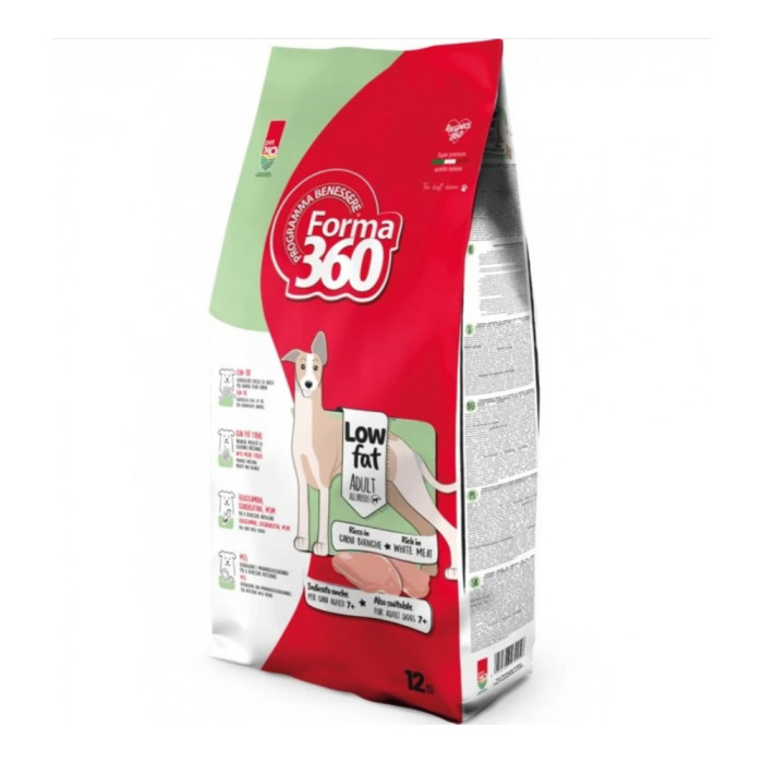 Forma 360 ADULT All Breeds Formula Low майсыздығы төмен тамақ 7 жастан асқан иттерге арналған 12 кг