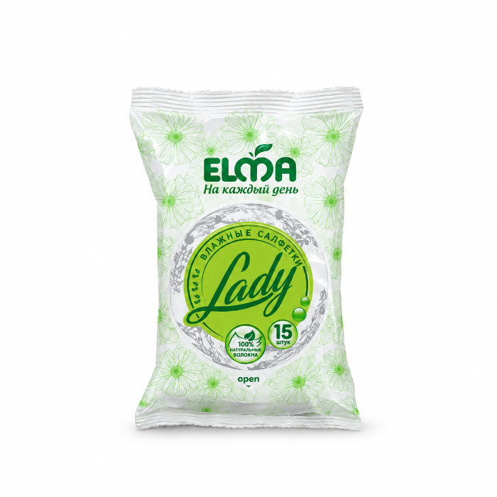 Elma Lady "Na kajdiy den" spirtSIZ nam salfetkasi, 15 dona