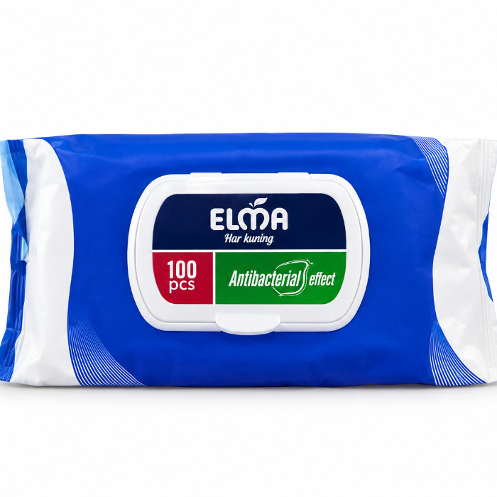 Elma Antibacterial Effect qopqoqli nam salfetkasi, 100 dona
