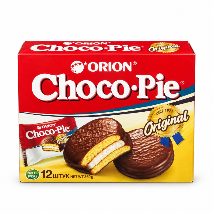 Orion Choco-Pie Original marshmallow nachinkali shokoladli biskvit, 12 dona, 360 g