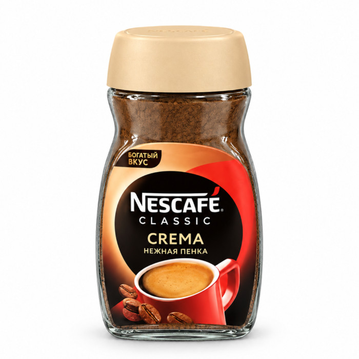Nescafe Classic Crema mayin ko'pikli eruvchan qahva, shisha idish