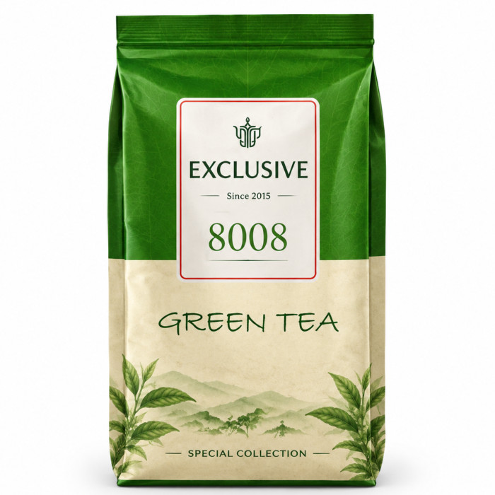 Exclusive 8008 Green Tea maxsus kolleksiyadagi yashil choy, paket