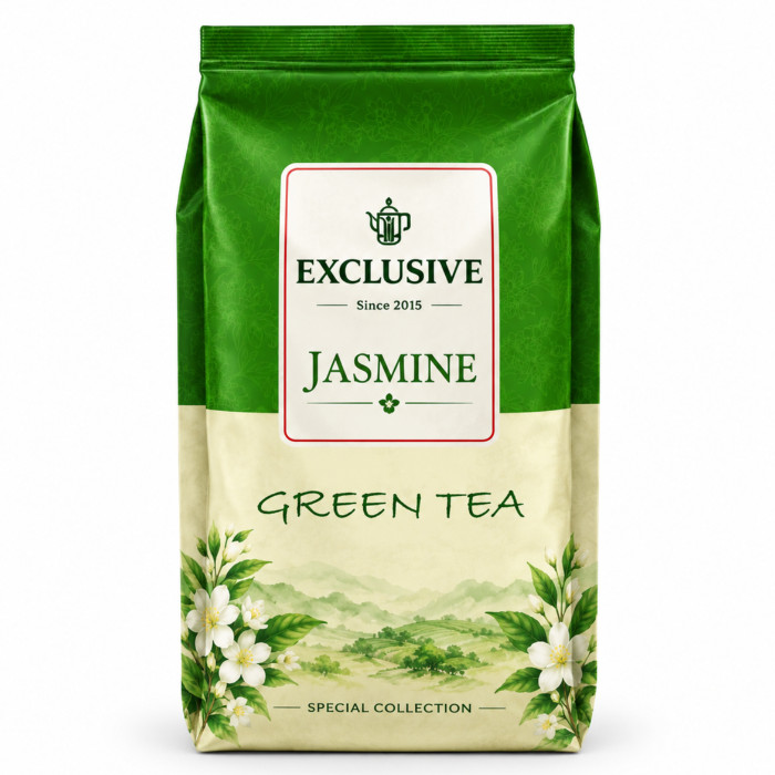 Exclusive Jasmine Green Tea jasmin gulli yashil choy, paket