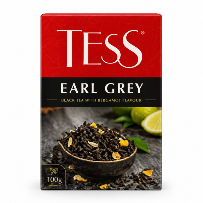 Tess Earl Grey qora choy limon, sitrus va bergamot xushbo'y hidi bilan, 100 g