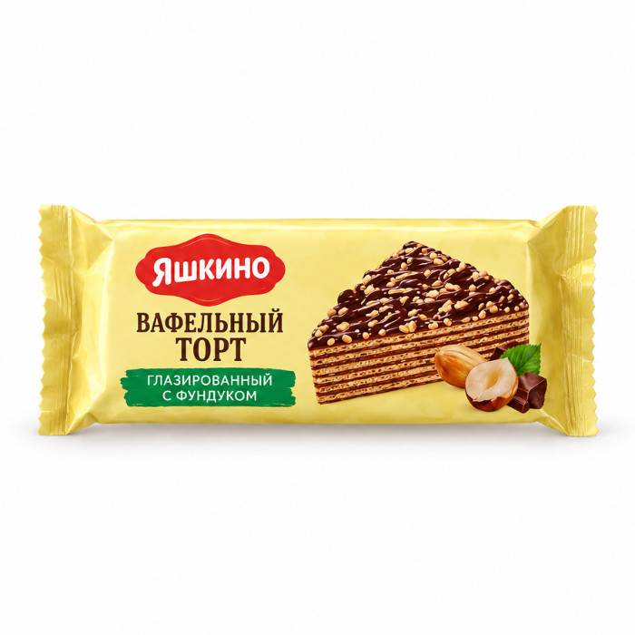 Yashkino yong'oqli va shokolad bilan qoplangan vafili tort, 250 g