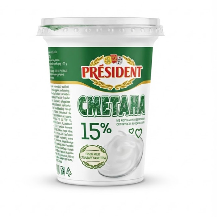 Président 15% smetana, 350 g
