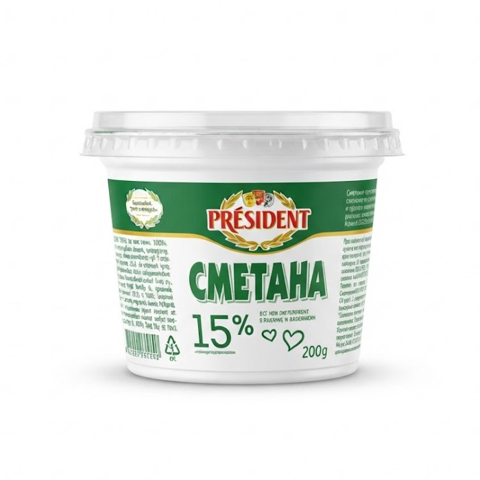 Président 15% smetana, 200 g