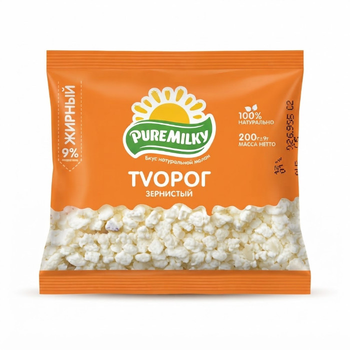 Pure Milky 9% zernistiy tvorog, 200 g