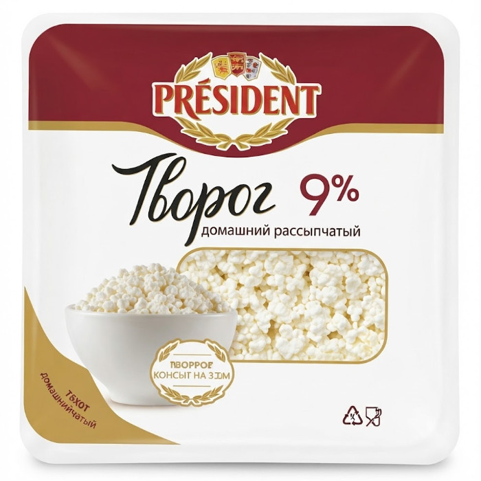 Président 9% tvorog, 350 g