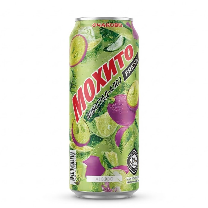 Ochako Mohito Fresh uzum-aloe gazlangan ichimligi, 450 ml