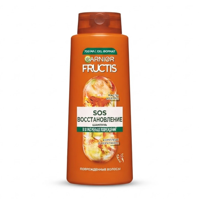 Garnier Fructis SOS Tiklanish marula moyi va keratin kompleksi bilan shikastlangan sochlar uchun shampuni, 0,7 L