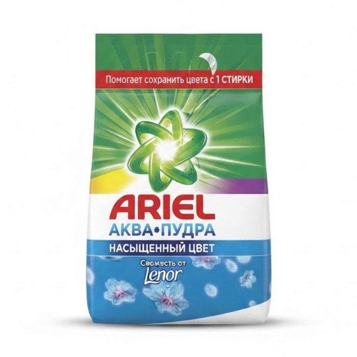 Ariel Akva-pudra Nasishchenniy tsvet Lenor xushbo'y hidi bilan rangli kiyimlar uchun kir yuvish kukuni, 3 kg