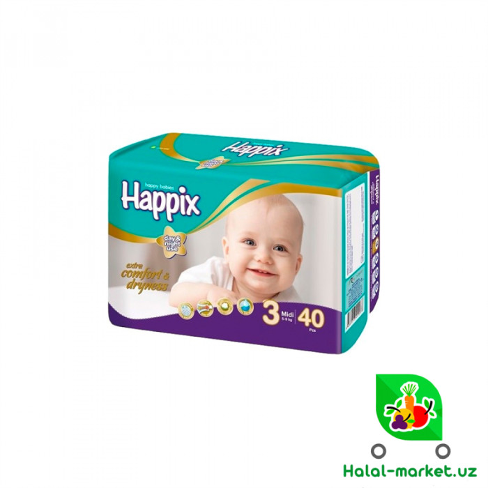 Подгузники HAPPIX TWIN MIDI 3Х40