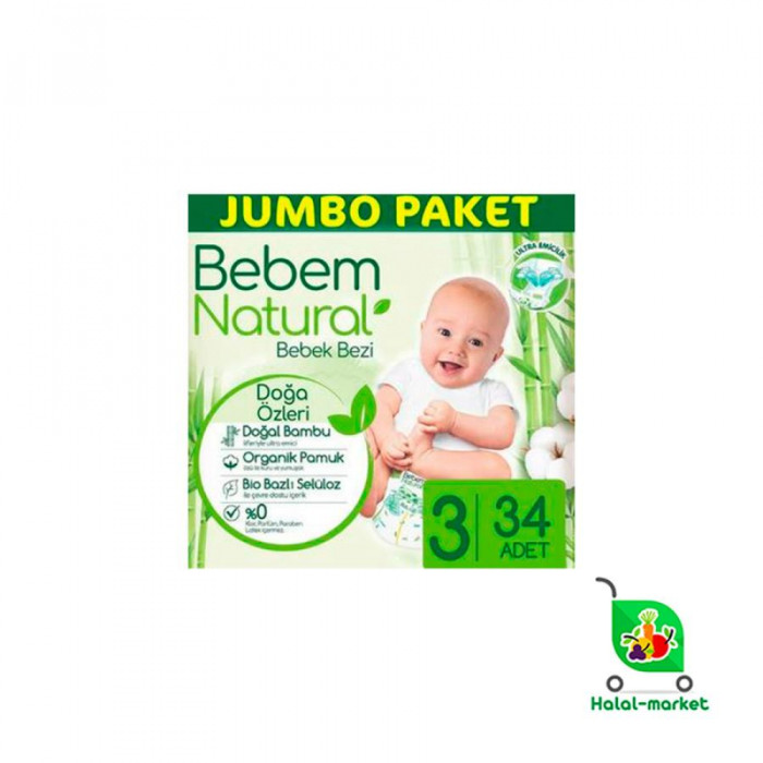 Подгузники BEBEM NATURAL №3 (34шт)