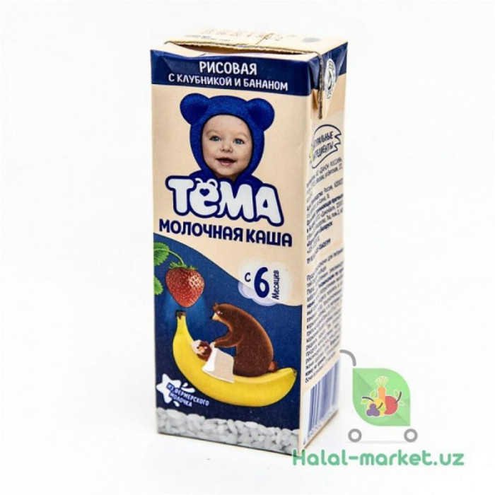 Каша ТЕМА Рисовая с клубникой и бананом 206гр