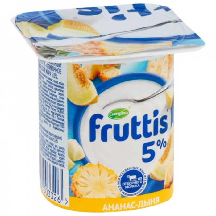 Йогурт FRUTTIS 5% с Ананасом и Дыней 100гр