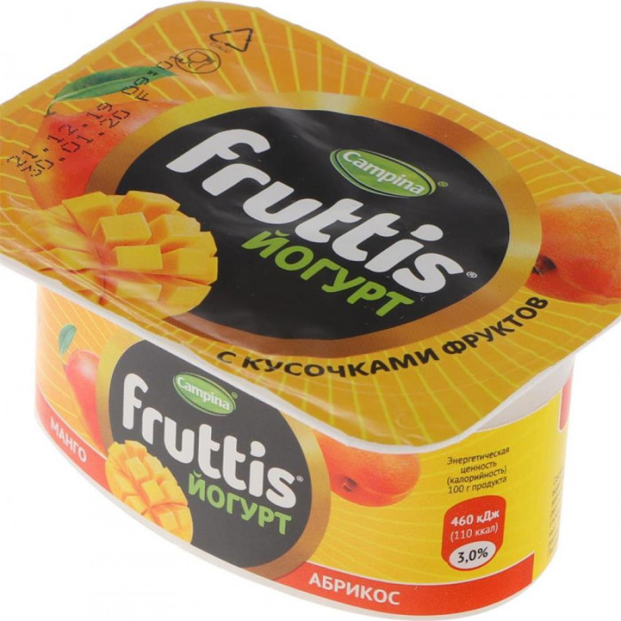 Йогурт FRUTTIS 5% с Манго и Абрикосом 100гр