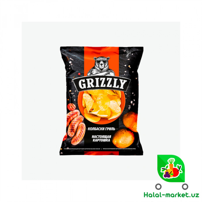 Чипсы Grizzly со вкусом Колбаски Гриль 60гр