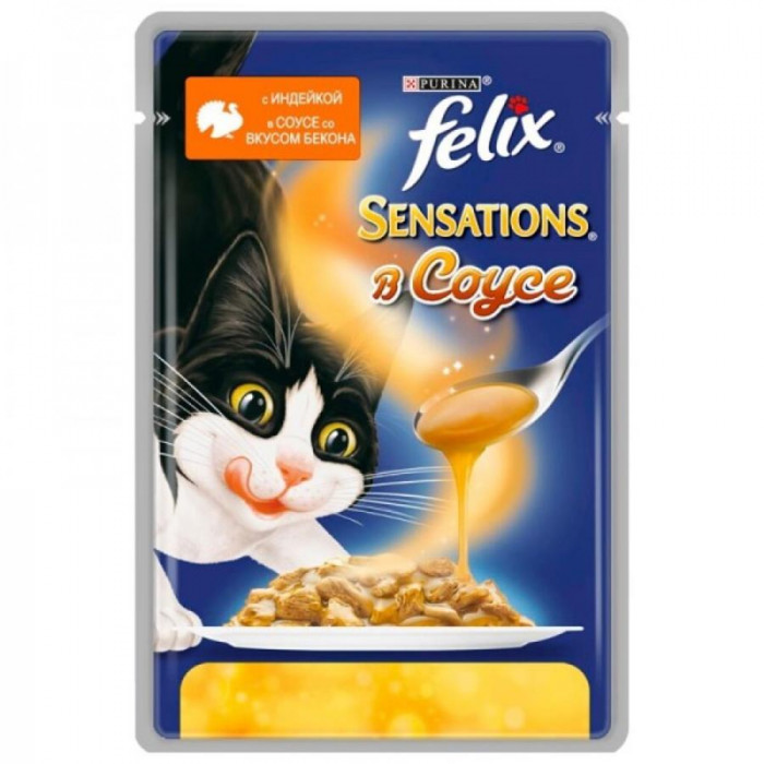 Корм FELIX С Индейкой и беконом 85гр