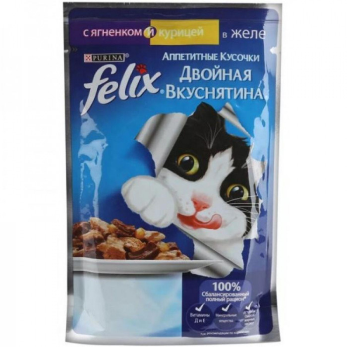 FELIX корми Ягененок ва Тошқни желеда 85гр
