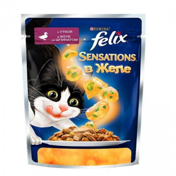 Корм FELIX Утка со Шпинатом в желе 85гр