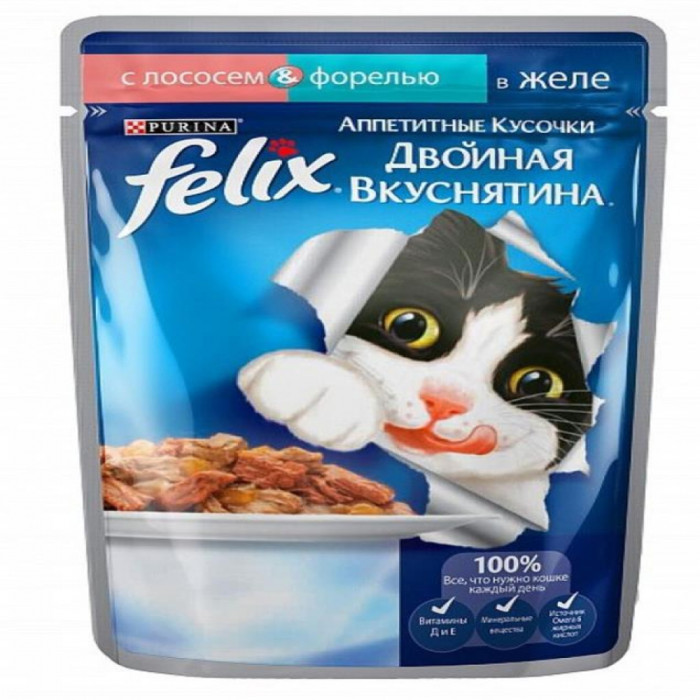 Корм FELIX Лосось в желе 85гр