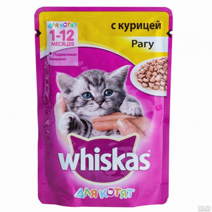 Корм ддля котят Whiskas курица с рагу 85гр
