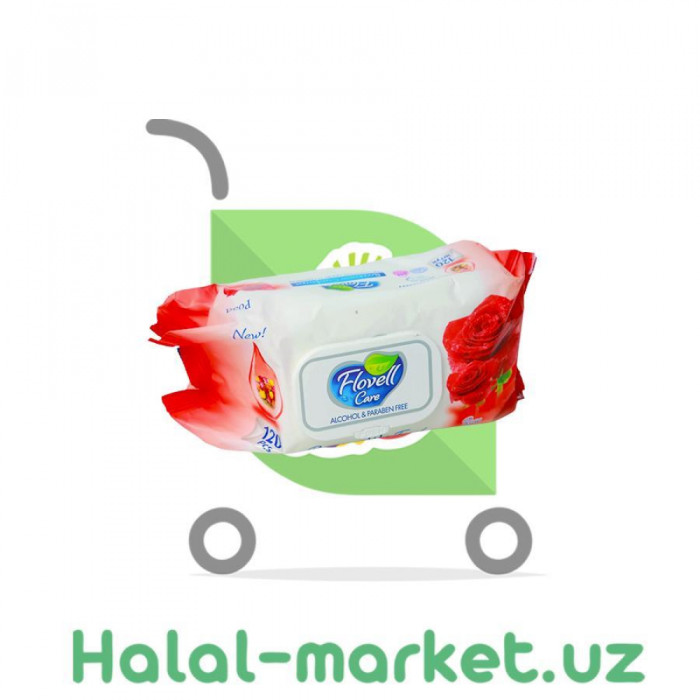 Влажные салфетки FLOVELL CARE Роза 120шт