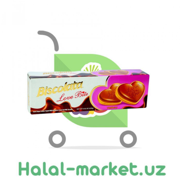 Печенье BISCOLATA Love Bite Малина 125гр