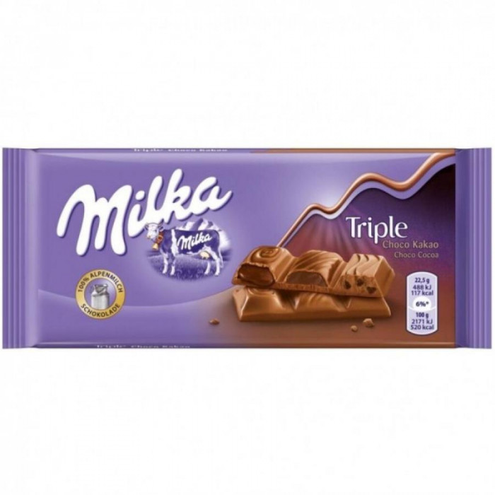 Шоколадная плитка MILKA TRIPLE 100гр