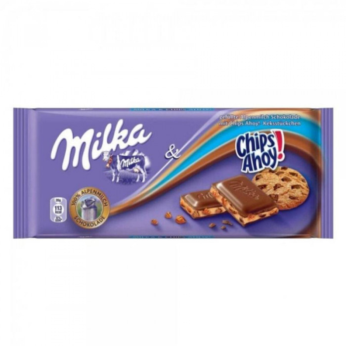 Шоколадная плитка MILKA CHIPS AHOY 100гр