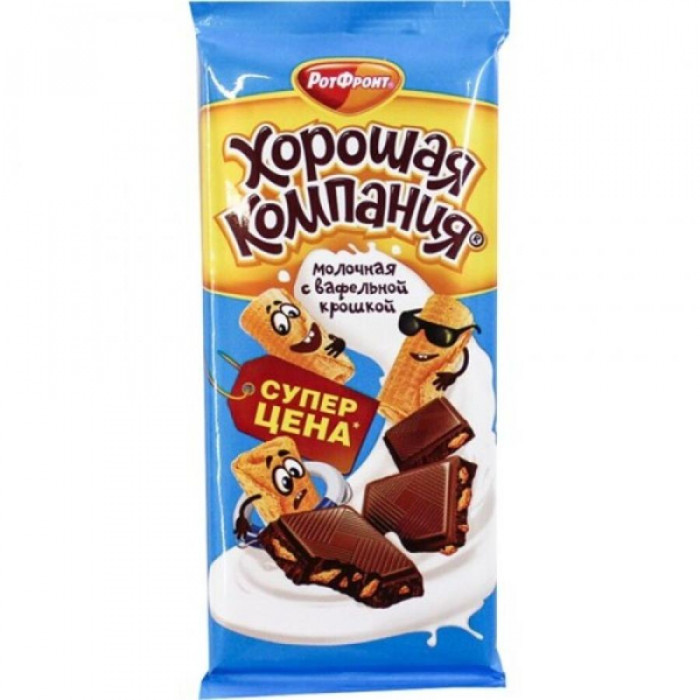 Шоколадli plankа XOROШAЯ KOMPANIYA vafeli maydalagich bilan 80gr