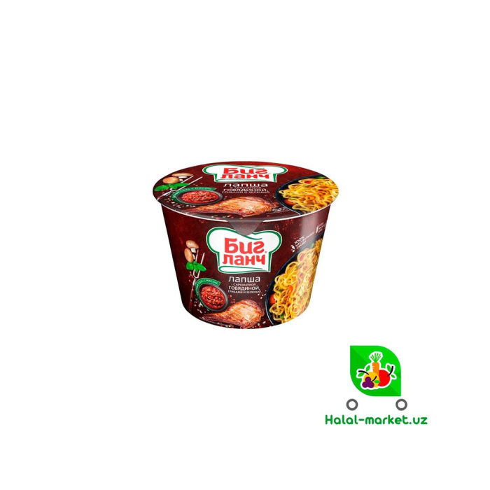 BIG LUNCH makaron, xushbo'y mol go'shti, qo'ziqorin va o'tlar bilan 100gr M/u