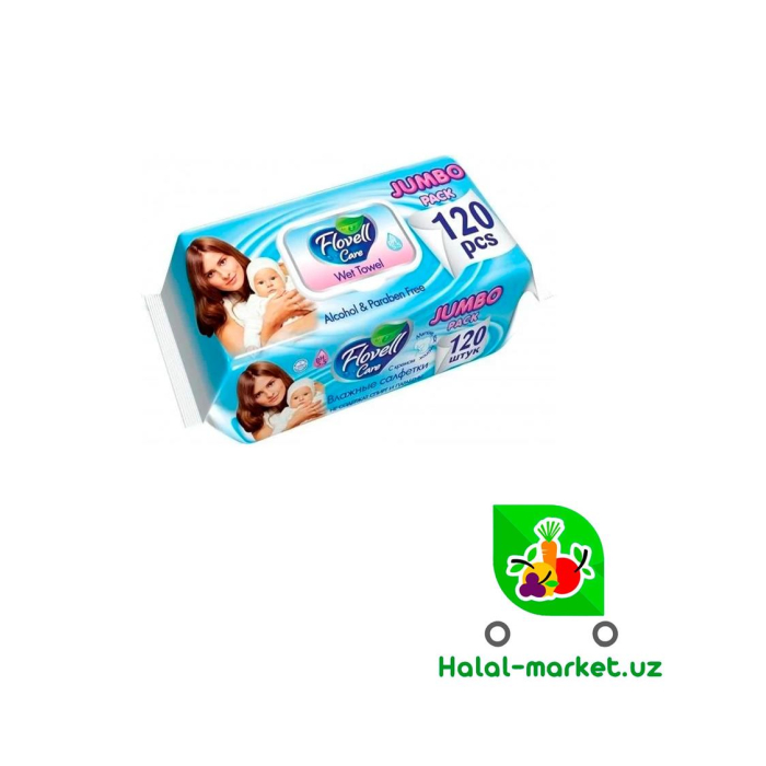 Влажные салфетки FLOVELL CARE Jumbo Baby 120шт