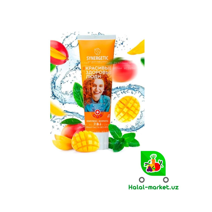 Зуб.паста SYNERGETIC 7в1 Манго,Мята 100гр