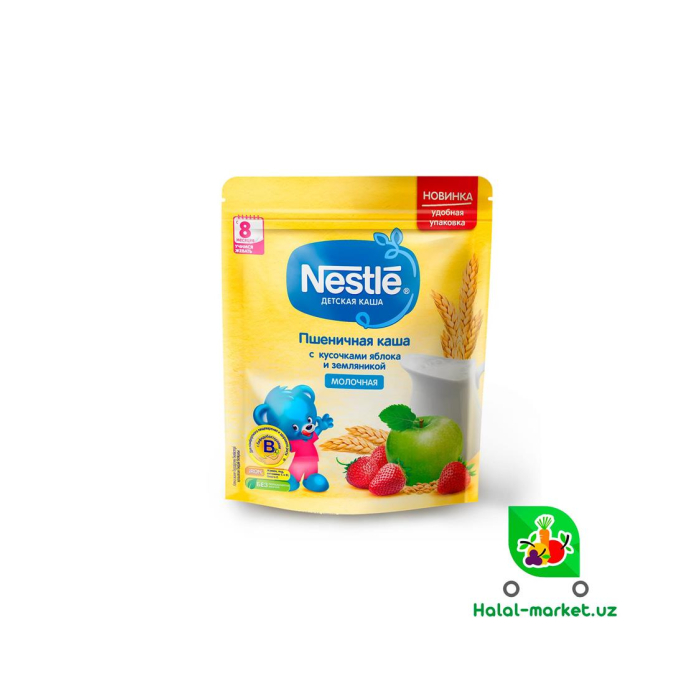 Каша NESTLE Пшеничная С кусочками яблока и земляникой 220гр