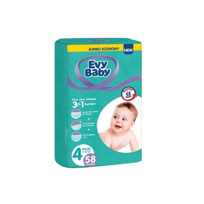 EVY BABY Maxi 4 (58шт) pampers