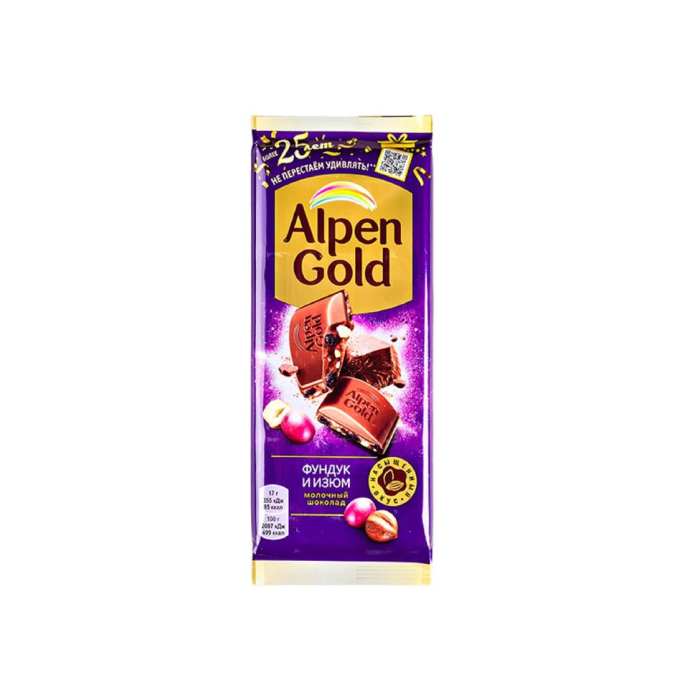 Shokolad ALPEN GOLD Yong'oq-uzum 85gr