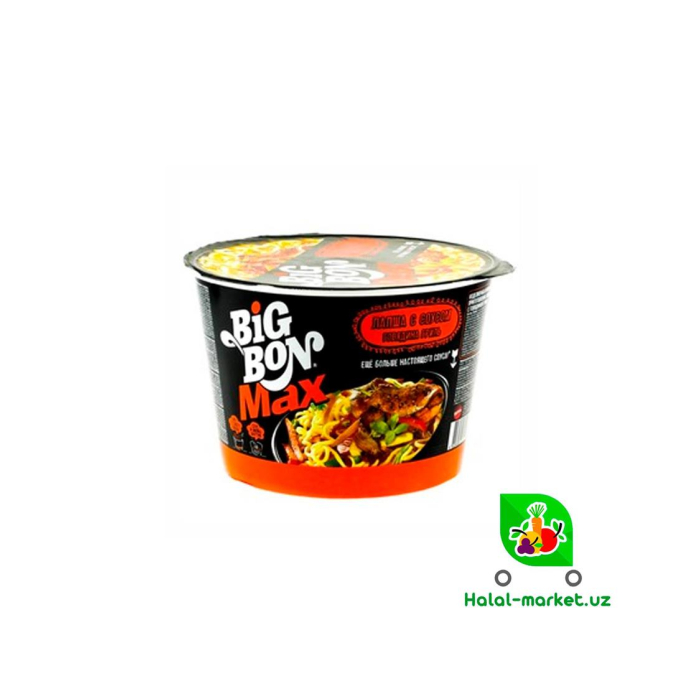 Лапша BIG BON MAX Говядина гриль 95гр Пл/б