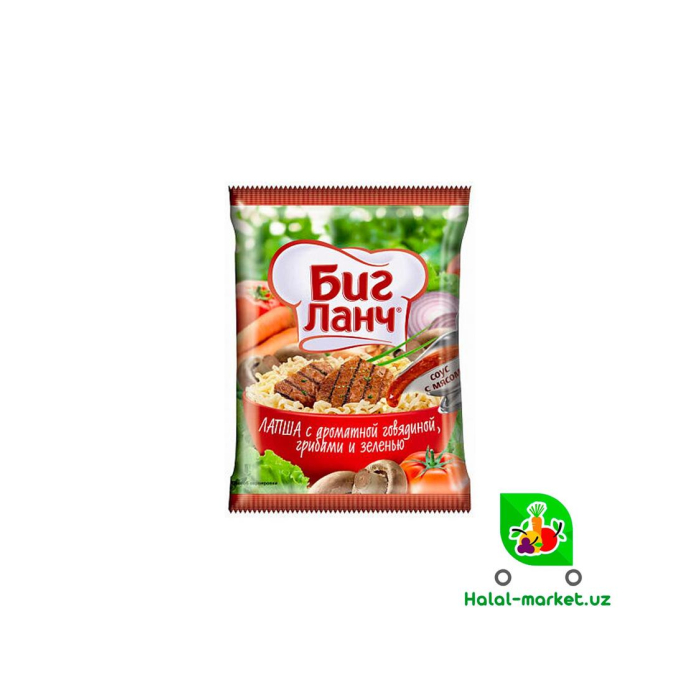 BIG LUNCH Makkaroni Qizil go'sht bilan achchiq sousda 75gr