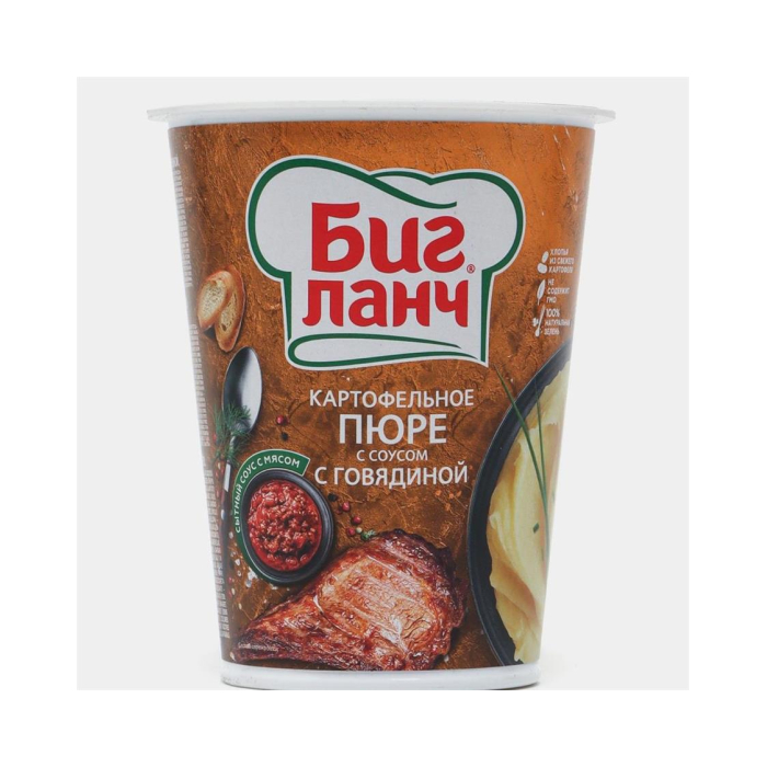 Kartoshka pyuresi Big Lunch mol go'shtli sous 50gr stakan