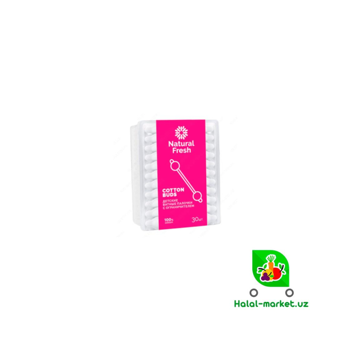 NATURAL FRESH bolalar uchun paxta tamponlari ПЛ/У 30 dona