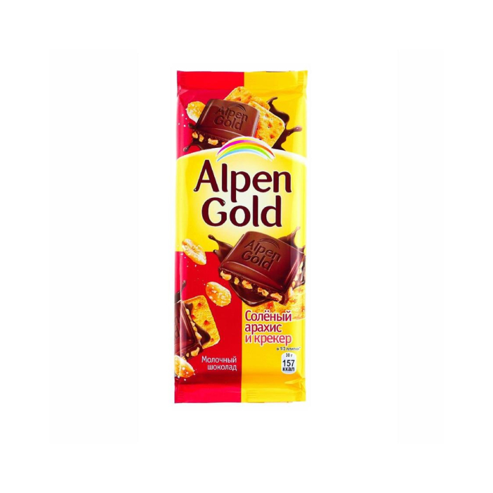 Шоколадная плитка ALPEN GOLD соленый арахис и крекер 90гр
