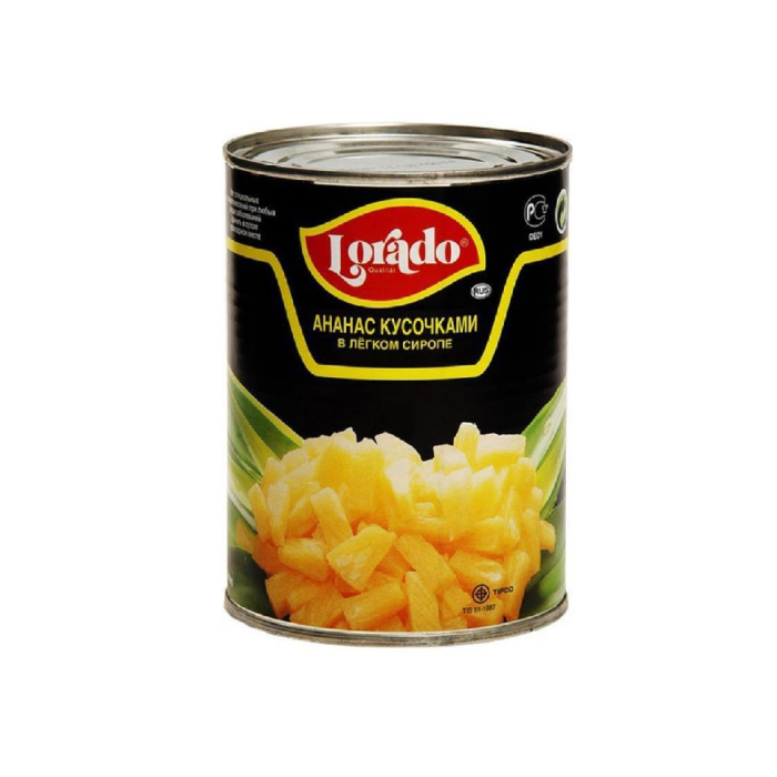 Ananas bo'laklari yengil siropda 580ml