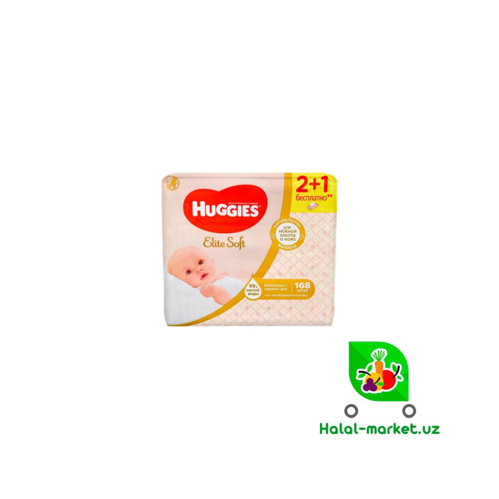HUGGIES ELITE SOFT PURE Aloe 168ta bolalar salfetkalari