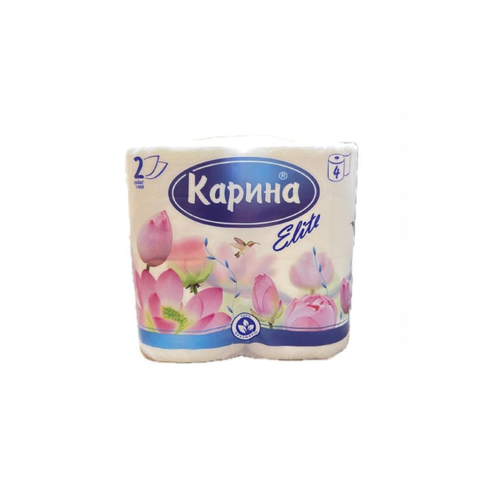KARINA Elite 2 qatlamli 4 rolikli hojatxona qog'ozi