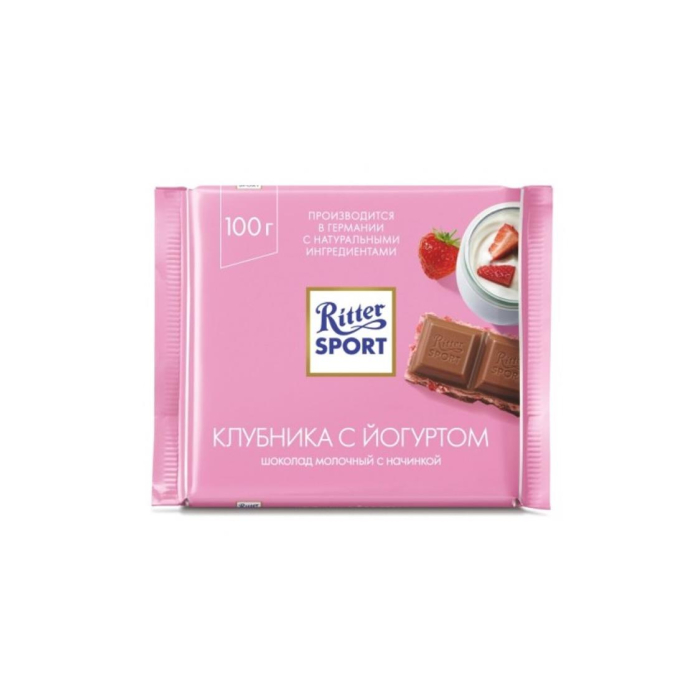 RITTER SPORT shokoladi qulupnay va yogurt bilan 100gr