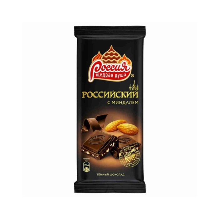 Qora shokoladli ROSSIA 90g bodomli