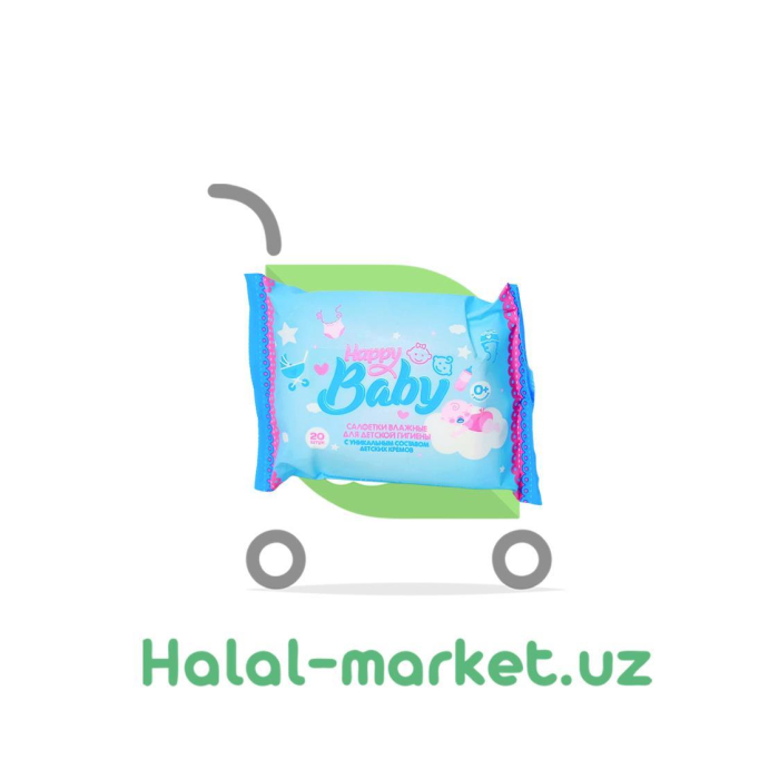 Happy Baby hidratsiyali salfetkalar, hidsiz, 20 dona